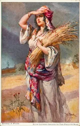 Ruth sammelt Ähren auf dem Feld von Boaz