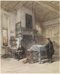 Archiv in Veere mit Figuren in Kostümen des 17. Jahrhunderts