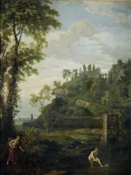 Arkadische Landschaft mit Salmacis und Hermaphroditus