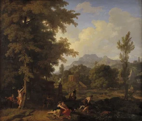 Klassische Landschaft mit Diana (?) und ihren Nymphen