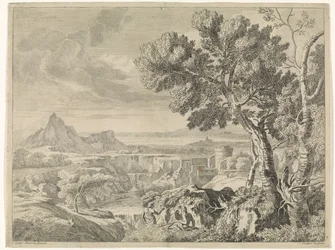 Landschaft mit Schlucht und Wasserfall