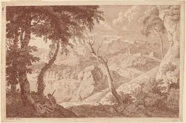 Berglandschaft mit zwei ruhenden Männern