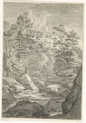 Schlucht mit Bäumen und einem Bach