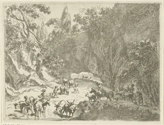 Berglandschaft mit Hirten und Vieh