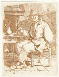 Lachender Mann mit Glas in der Hand