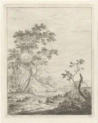 Berglandschaft mit Hirte und Vieh