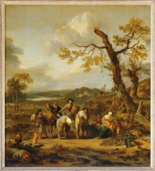 Bauern ruhen sich auf dem Weg zum Markt aus