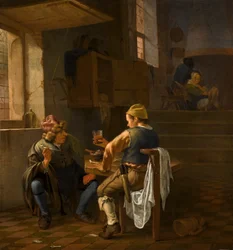 Eine Tavernen-Szene mit Bauern, die rauchen und trinken