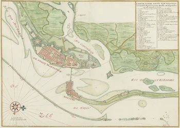 Aquarellkarte der Stadt Recife (Brasilien) im 17. Jahrhundert