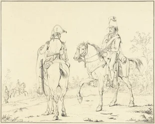 Zwei französische Kavalleristen zu Pferd