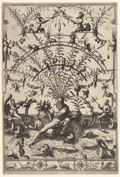 Moderne groteske Dekoration mit einem Flussgott, 1557