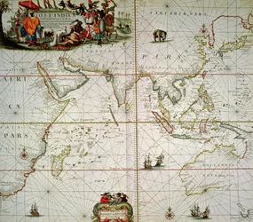 Karte von Afrika, Indien, Indischer Ozean und Ostindien