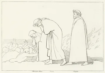 Dante im Gespräch mit seinem Lehrer, Inferno, Gesang 15 (Gravur)
