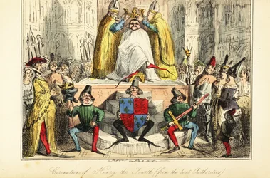 Die Krönung König Heinrichs IV. von England mit einer riesigen Krone
