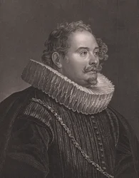 Porträt des deutschen Kupferstechers und Verlegers Martin Engelbrecht (1684-1756), Gravur von D J Pound nach einem Gemälde von Van Dick, aus Payne