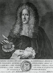 Porträt von Pirro Maria Gabbrielli (1643-1705), italienischer Philosoph und Professor für theoretische Medizin und Botanik, Gravur von Cosimo Zocchi (aktiv 1740-ca. 1787)