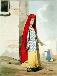 Die Frau eines Kaufmanns, vom Künstler geätzt, veröffentlicht 1804