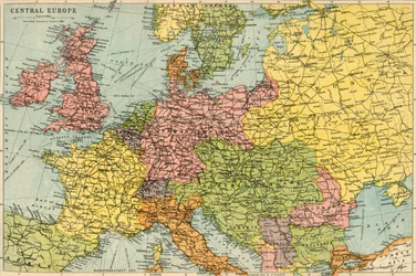 Karte von Mitteleuropa, um 1914