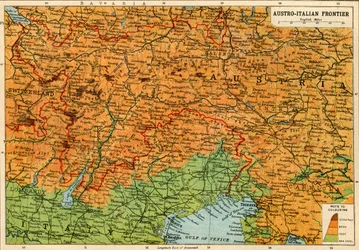 Karte der österreichisch-italienischen Grenze, Erster Weltkrieg, ca. 1920.