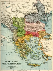 Die Balkanländer nach den Kriegen von 1912-13, ca. 1920