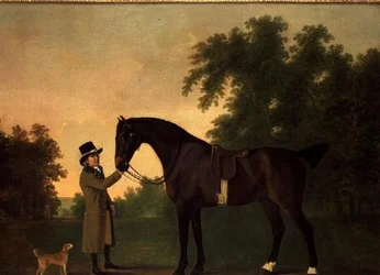 Porträt von Edward Wilmot Esq mit Bay Hunter und Terrier im Stubton Park