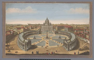 Blick auf den Petersplatz und die Petersbasilika in der Vatikanstadt