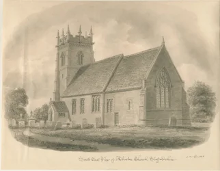 Adbaston Kirche: Sepiazeichnung, 1843
