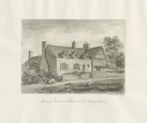 Bloxwich - Altes Haus: Sepia-Zeichnung