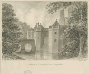 Caverswall Castle: Sepia-Zeichnung, 1840