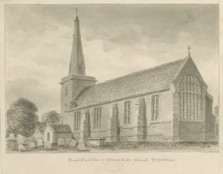 Church Eaton Kirche: Sepia-Zeichnung