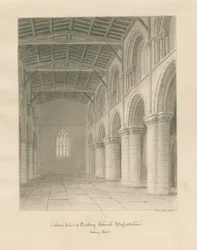 Innenraum der Tutbury Priory Church: Sepia-Waschzeichnung