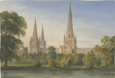 Lichfield Kathedrale - Süd-Südostansicht, 1842
