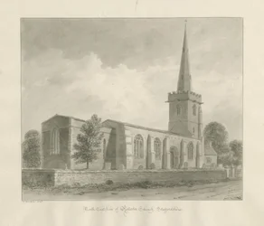 Rolleston Church: Sepiazeichnung, 1848