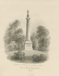 Sandon - Denkmal für William Pitt: Sepiazeichnung