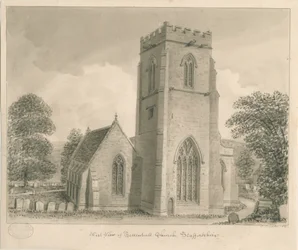 Tettenhall Kirche: Sepia-Tuschzeichnung, 1837