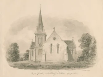 Walton-on-the-Hill Kirche: Sepia-Zeichnung, 1842