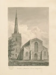 Wolstanton-Kirche: Sepia-Zeichnung