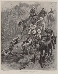 Auf dem Marsch in Rhodesien, ein Unfall an einer schwierigen Überquerung