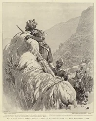 Mit der Tirah-Feldtruppe, Kavallerie erkundet den Bargolai-Pass