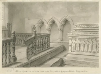 Innenraum der Kirche in Draycott in the Moors, 1841
