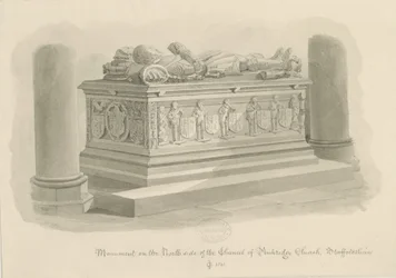 Penkridge Church - Grab von [Sir Edward Littleton]: Sepia-Zeichnung
