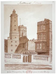 Shot Manufactory, Tooley Street, von der London Bridge, Bermondsey, London, 1828