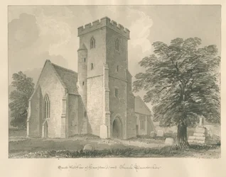 Worcestershire - Hampton Lovett Kirche: Sepia-Zeichnung, 1833
