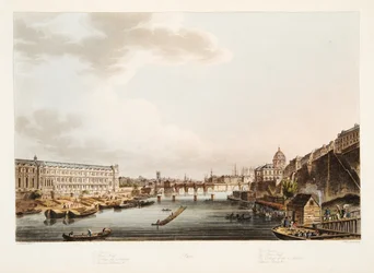 Der Louvre; Die Pont Neuf; Das College der 4 Nationen; Voltaires Kai, Illustration aus Versailles, Paris und Saint Denis, veröffentlicht 1805
