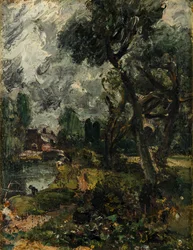 Flatford Mill von der Brücke, um 1814-17