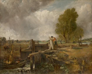Studie von "Ein Boot passiert eine Schleuse"