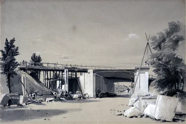 Denbigh Hall Brücke von der Straße, 25. Juni 1837