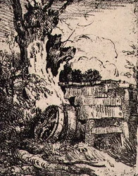 Wagenräder nahe einem Baum, veröffentlicht von J. & W. Freeman