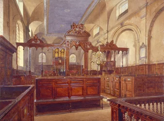 Innenraum der Kirche All Hallows the Great, City of London, 1884