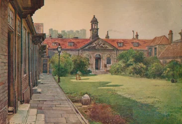 Lady DAcres Armenhäuser, Gartenfront, um 1880, 1926